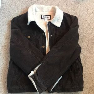 Dark brown corduroy trucker jacket